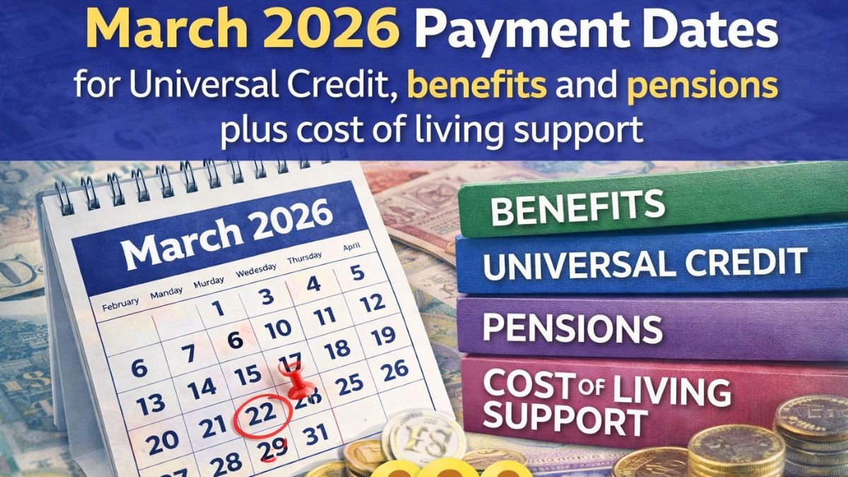 March 2026 payment dates for universal credit, benefits and pensions plus cost of living support