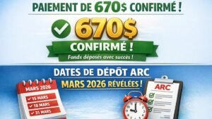Paiement de 670$ confirmé ! Dates de dépôt ARC mars 2026 révélées