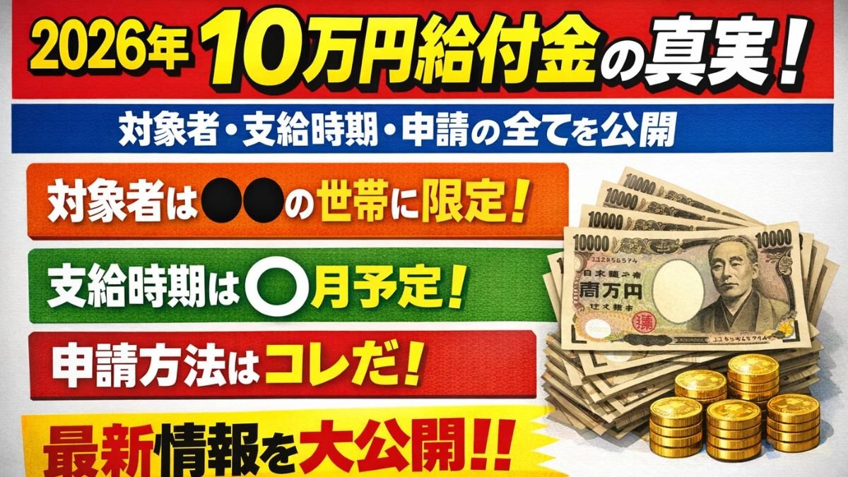 2026年10万円給付金の真実！対象者・支給時期・申請の全てを公開