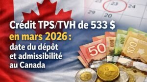 Crédit TPS/TVH de 533 $ en mars 2026 : date du dépôt et admissibilité au Canada